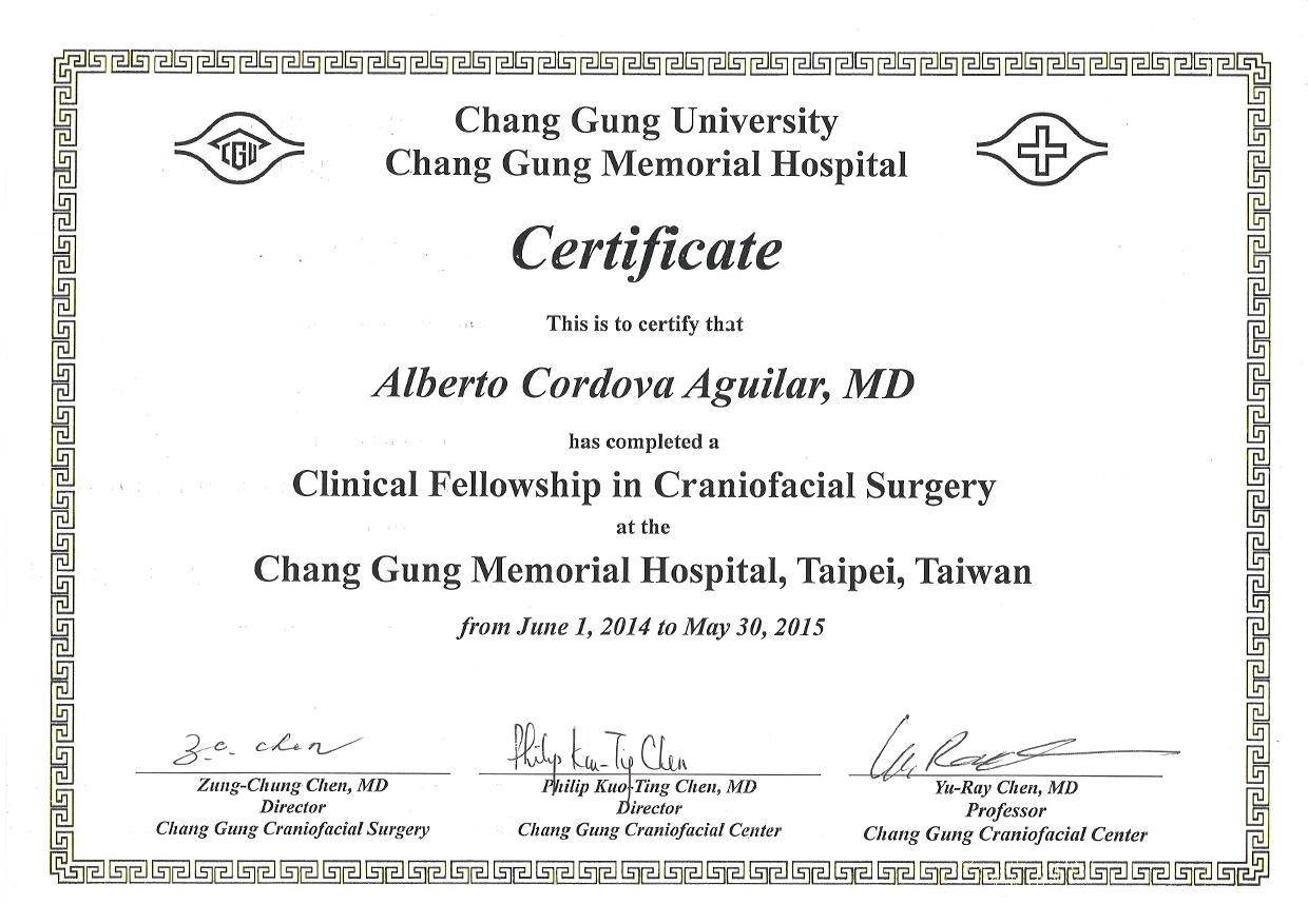 Certificado Chang Gung University